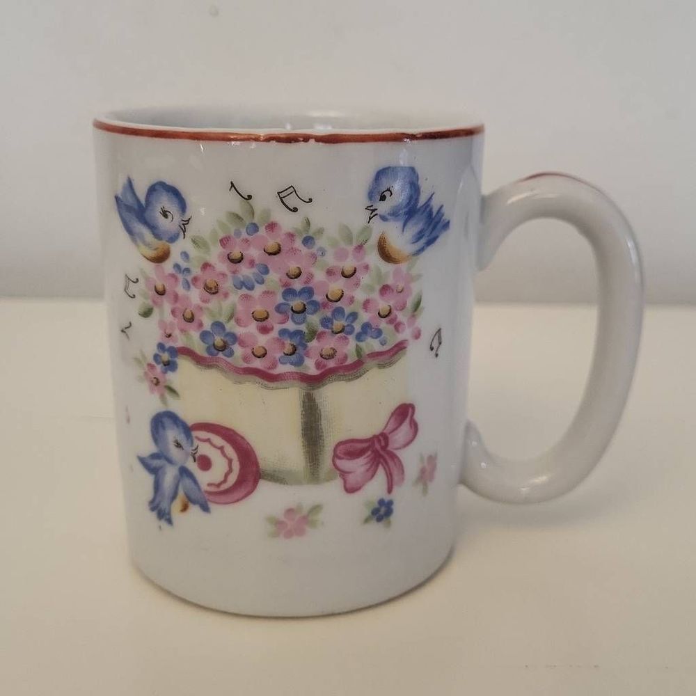 Vintage Blue Bird 'Whistle' Milk Mug made in Japan Lindstrom China